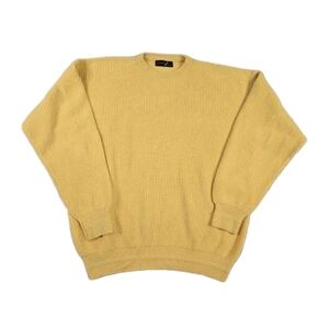 Brioni Wool Cashmere Sweater Sz XXL Butter Yellow Crewneck Ribbed Knit Luxury